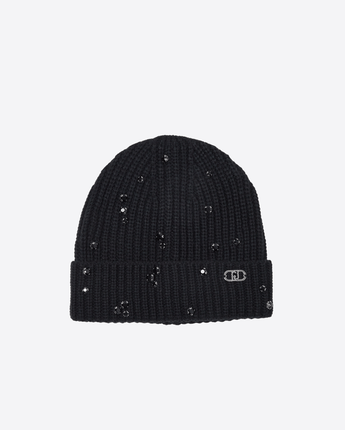 LIU JO CAPPELLO NERO / S BERRETTO BEANIE CON STRASS E PERLE