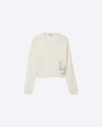 LIU JO MAGLIA BURRO / 8 MAGLIA IN LANA CON LOGO E STRASS
