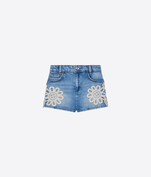 LIU JO SHORTS SHORTS IN DENIM CON RICAMO MACRAMÈ