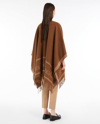 MAX MARA Abbigliamento e accessori CUOIO / UNI PONCHO IN LANA CON LOGO JACQUARD