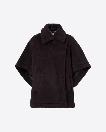 MAX MARA CAPPA EBANO / UNI MANTELLA IN TEDDY DI ALPACA E LANA