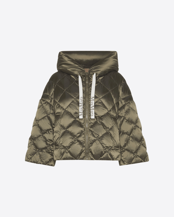 MAX MARA THE CUBE GIACCA IMBOTTITO A CAPPA IN TELA CANGIANTE ANTIGOCCIA