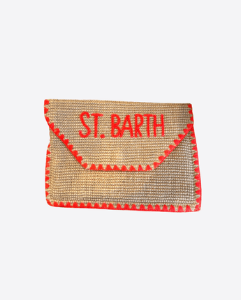 Mc2 Saint Barth Abbigliamento e accessori ARANCIO / UNI POCHETTE ENVELOPE IN JUTA CON PASSAMANIERIA
