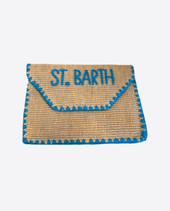 Mc2 Saint Barth Abbigliamento e accessori AZZURRO / UNI POCHETTE ENVELOPE IN JUTA CON PASSAMANIERIA