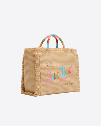 Mc2 Saint Barth Abbigliamento e accessori MULTICOLOR / UNI BORSA COLETTE EFFETTO PAGLIA CON LOGO RICAMATO MULTICOLORE