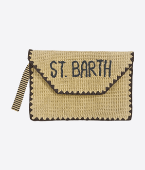 Mc2 Saint Barth Abbigliamento e accessori NERO / UNI POCHETTE ENVELOPE IN JUTA CON PASSAMANIERIA
