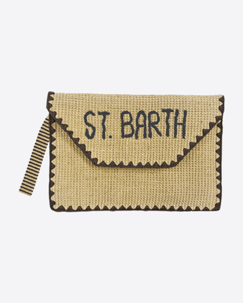 Mc2 Saint Barth Abbigliamento e accessori NERO / UNI POCHETTE ENVELOPE IN JUTA CON PASSAMANIERIA