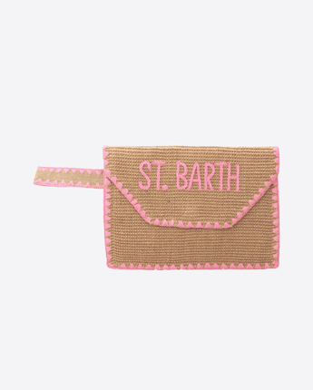 Mc2 Saint Barth Abbigliamento e accessori ROSA / UNI POCHETTE ENVELOPE IN JUTA CON PASSAMANIERIA