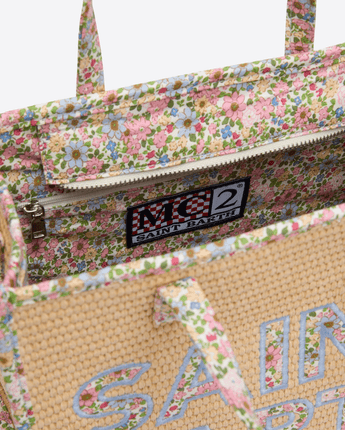 Mc2 Saint Barth BORSA A MANO VIVIAN MIDI BEIGE EFFETTO PAGLIA