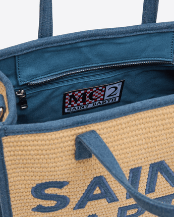 Mc2 Saint Barth BORSA A MANO VIVIAN MIDI BEIGE EFFETTO PAGLIA