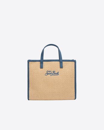 Mc2 Saint Barth BORSA A MANO VIVIAN MIDI BEIGE EFFETTO PAGLIA