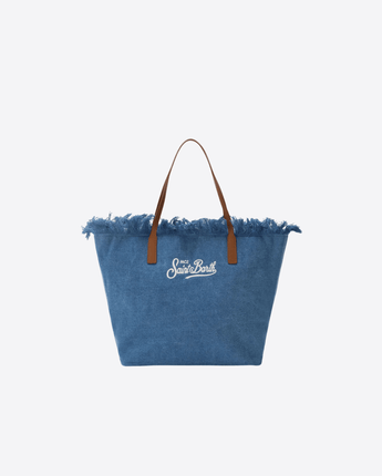 Mc2 Saint Barth BORSA BLU / UNI BORSA CITY REGULAR IN TESSUTO DENIM CON FRANGE