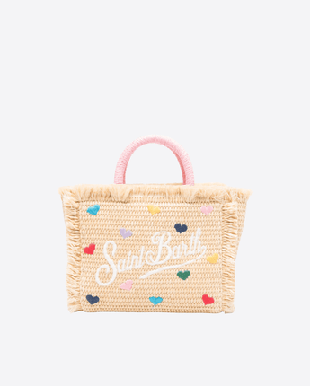 Mc2 Saint Barth BORSA PAGLIA / UNI BORSA VANITY MINI EFFETTO PAGLIA CON STAMPA CUORI