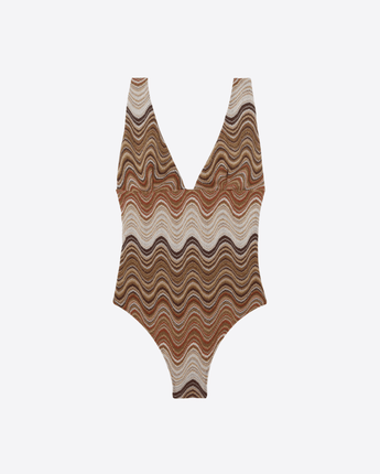 Mc2 Saint Barth COSTUME DA BAGNO COSTUME INTERO MAVI IN TESSUTO RASCHEL DEGRADÉ MARRONE