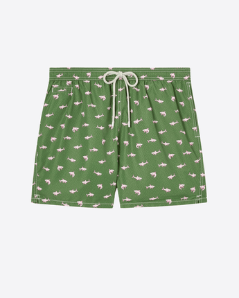 Mc2 Saint Barth COSTUME DA BAGNO COSTUME MARE LIGHTING MICRO VERDE CON STAMPA SQUALI ROSA