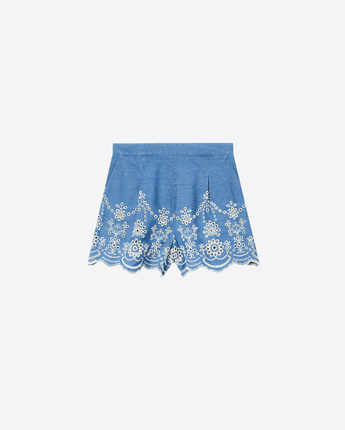 Mc2 Saint Barth SHORTS SHORTS AMANI IN CHAMBRAY CON RICAMO