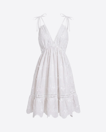 MISS BIKINI ABITO BIANCO / UNI MINIDRESS CON RICAMI FLOREALI