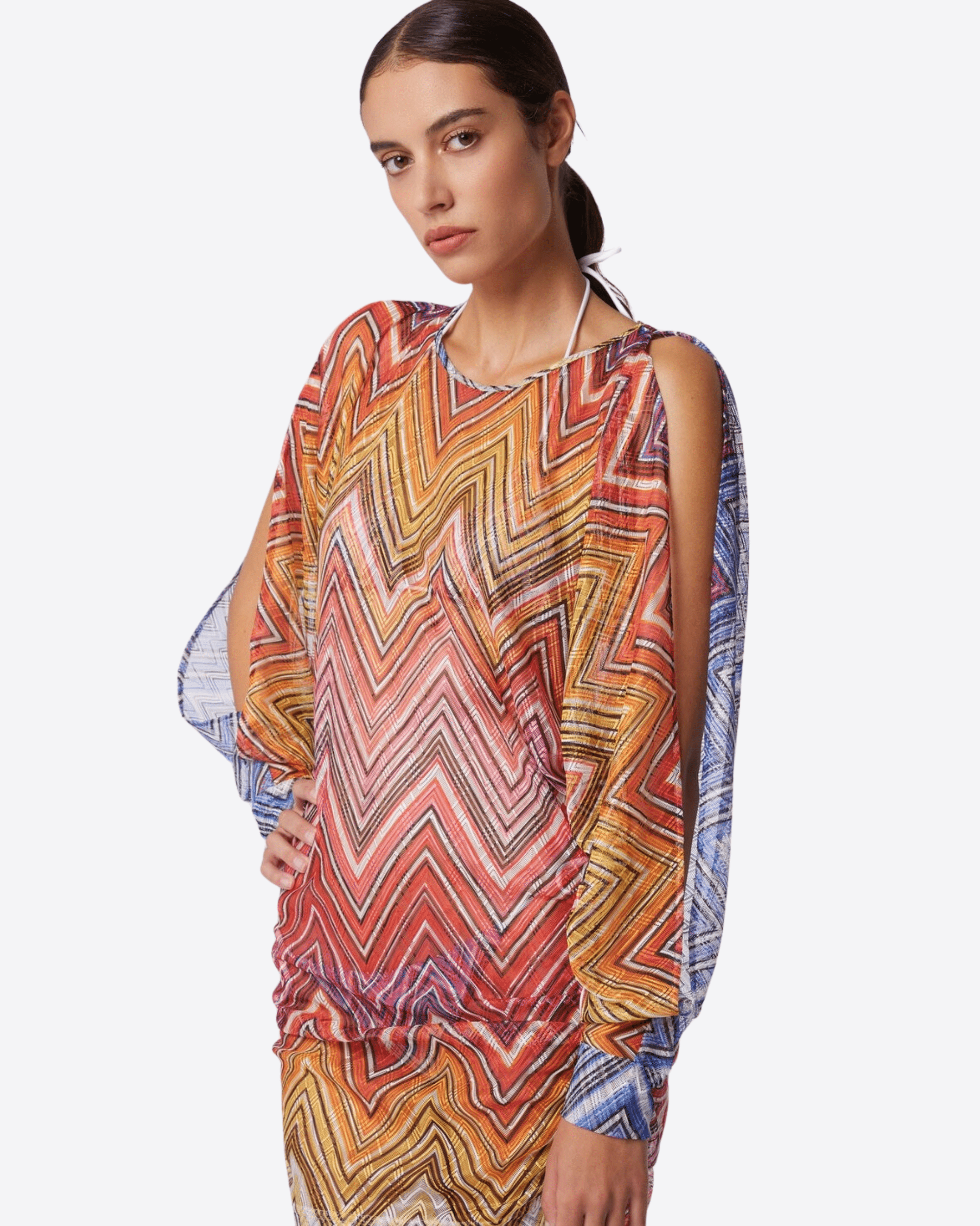 MISSONI Abbigliamento e accessori MULTICOLOR / 44 ABITO CORTO COPRICOSTUME IN TESSUTO STAMPATO A ZIG ZAG