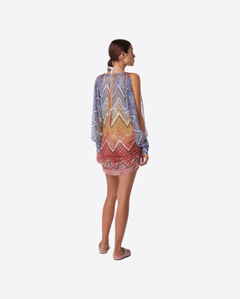 MISSONI Abbigliamento e accessori MULTICOLOR / 44 ABITO CORTO COPRICOSTUME IN TESSUTO STAMPATO A ZIG ZAG