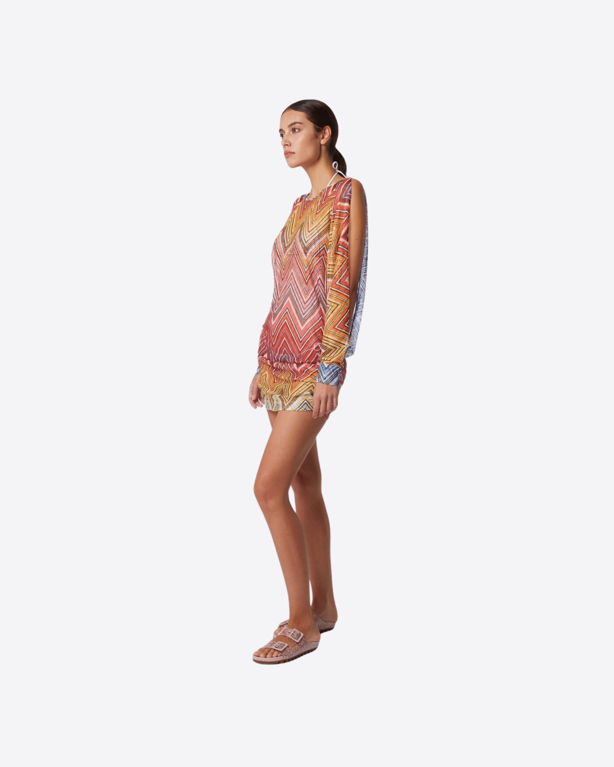 MISSONI Abbigliamento e accessori MULTICOLOR / 44 ABITO CORTO COPRICOSTUME IN TESSUTO STAMPATO A ZIG ZAG