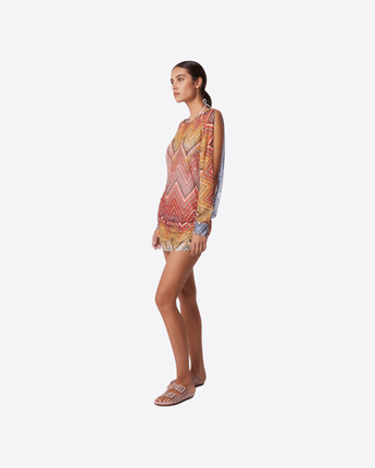 MISSONI Abbigliamento e accessori MULTICOLOR / 44 ABITO CORTO COPRICOSTUME IN TESSUTO STAMPATO A ZIG ZAG