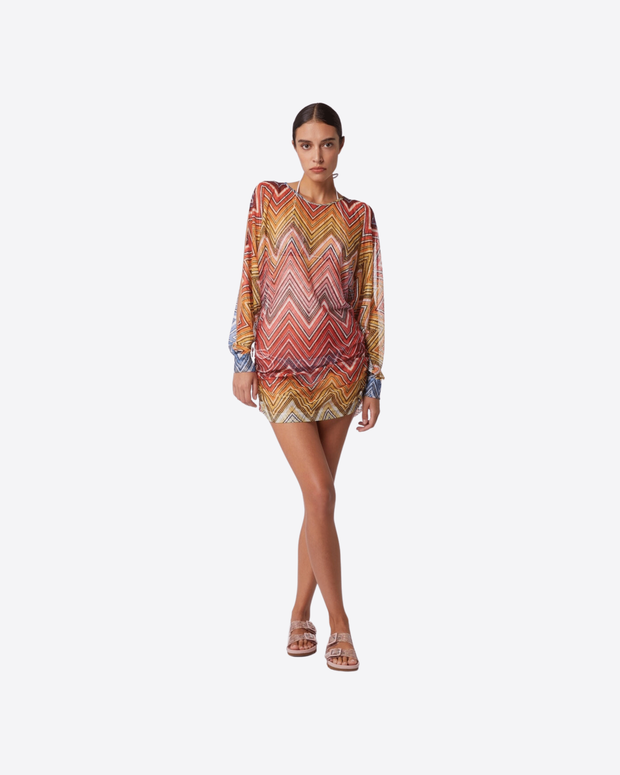 MISSONI Abbigliamento e accessori MULTICOLOR / 44 ABITO CORTO COPRICOSTUME IN TESSUTO STAMPATO A ZIG ZAG