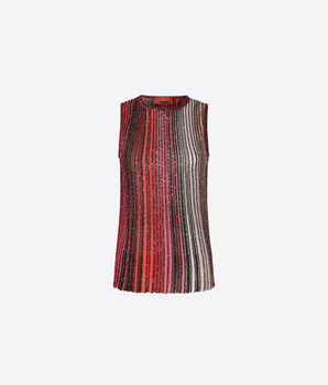 MISSONI Abbigliamento e accessori NERO / 42 TOP SMANICATO PARZIALIZZATO A RIGHE CON PAILLETTES