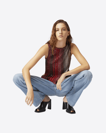MISSONI Abbigliamento e accessori TOP SMANICATO PARZIALIZZATO A RIGHE CON PAILLETTES