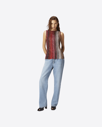 MISSONI Abbigliamento e accessori TOP SMANICATO PARZIALIZZATO A RIGHE CON PAILLETTES