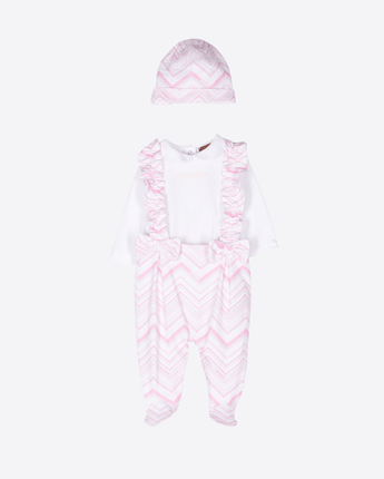 MISSONI Abbigliamento e accessori WHITE/PINK / 1M SET TUTINA CON MOTIVO A ZIG ZAG