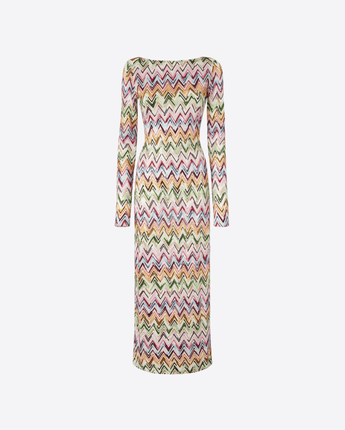 MISSONI ABITO ABITO A MANICHE LUNGHE IN VISCOSA STRETCH MOTIVO PIZZO CON ZIG ZAG