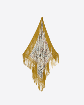 MOMONÌ FOULARD MULTICOLOR/PANNA / UNI FOULARD ROSA IN TWILL DI SETA CON FRANGIA