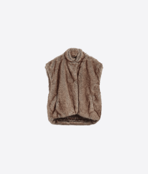 MOMONÌ GIACCA MAXI GILET TALULAH IN ECOFUR A PELO LUNGO