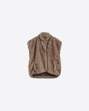 MOMONÌ GIACCA MAXI GILET TALULAH IN ECOFUR A PELO LUNGO