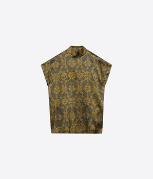 MOMONÌ MAGLIA BLUSA A MANICHE CORTE ULLA IN RASO DI SETA STRETCH STAMPATO