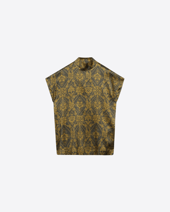 MOMONÌ MAGLIA BLUSA A MANICHE CORTE ULLA IN RASO DI SETA STRETCH STAMPATO