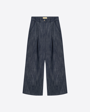 MOMONÌ PANTALONI PANTALONE OVER DI TAGLIO MASCHILE OAK IN DENIM TINTO FILO