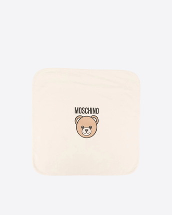 MOSCHINO COPERTA BEIGE / UNI COPERTA PER NEONATI CON STAMPA TEDDY