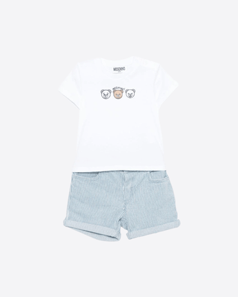 MOSCHINO SET NEONATO SET T-SHIRT E SHORTS