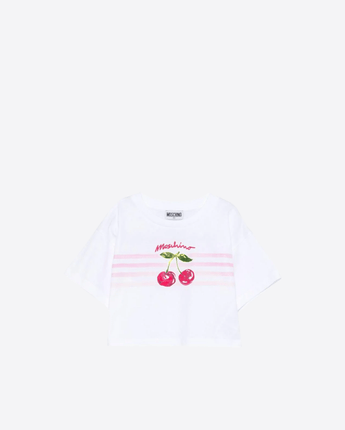 MOSCHINO T-SHIRT T-SHIRT A MANICHE CORTE CON STAMPA