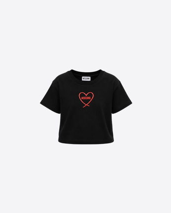 MOSCHINO T-SHIRT T-SHIRT CON STAMPA CUORE CON LOGO