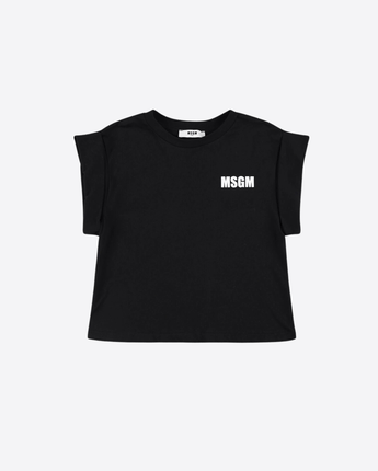 MSGM Abbigliamento e accessori NERO / 12A T-shirt in jersey di cotone con logo