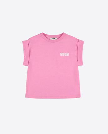 MSGM Abbigliamento e accessori ROSA / 12A T-shirt in jersey di cotone con logo