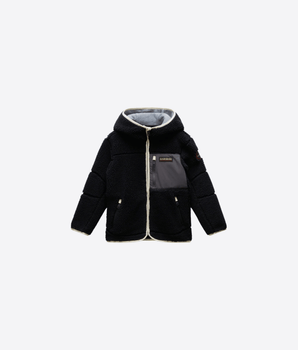 NAPAPIJRI FELPA BLACK / 8 FELPA IN PILE CON CAPPUCCIO E ZIP YUPIK