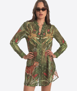 PIN-UP STARS Abbigliamento e accessori VERDE / M/44 CHEMISIER CORTO SAFARI