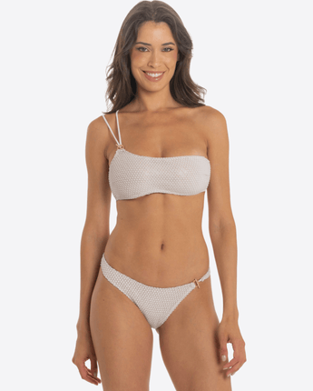PIN-UP STARS COSTUME DA BAGNO BIKINI FASCIA MONOSPALLA LAMÈ CROCHET