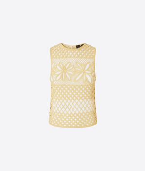 PINKO Abbigliamento e accessori GIALLO / S TOP SENZA MANICHE CROCHET TRAFORATO