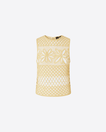 PINKO Abbigliamento e accessori GIALLO / S TOP SENZA MANICHE CROCHET TRAFORATO