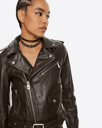 PINKO Abbigliamento e accessori MARRONE / 42 GIACCA BIKER IN MORBIDA NAPPA