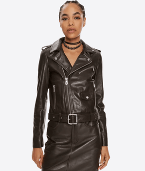 PINKO Abbigliamento e accessori MARRONE / 42 GIACCA BIKER IN MORBIDA NAPPA